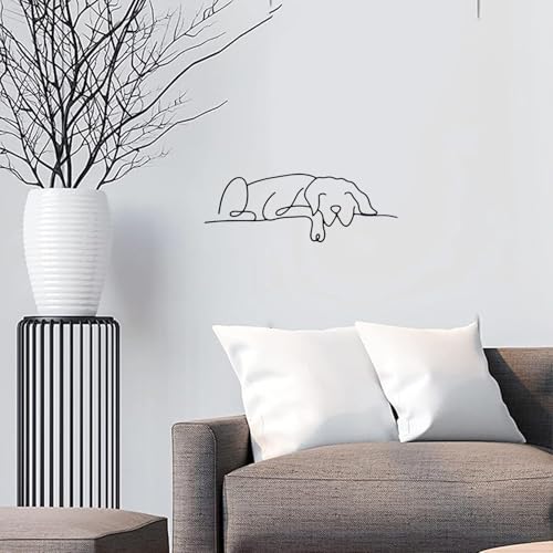 duozoanz Wanddeko Metall Schwarz Hund, Metallbilder Wanddeko Modern, Metalldeko Wand Minimalistisch, Deko Küche Wand Flur Wohnzimmer Schlafzimmer 30x11cm