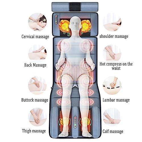 Alfombrilla de masaje eléctrica con almohadilla térmica, cojín multifuncional para espalda, cuello, hombros y piernas, masaje de cuerpo completo y relajación