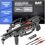 BALLISTA BAT Reverse Draw Compound Mini Crossbow - Crossbow for Hunting, Fishing and Target - Fast 340 fps, Powerful 150lbs, Lightweight 3lbs