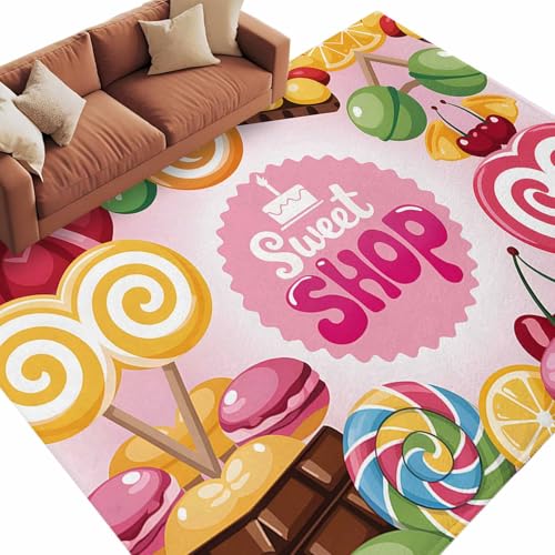 Sweet Shop Words Large Area Runner Rug 6'x9', Candyland Colorful