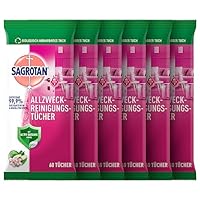 Sagrotan Allzweck-Reinigungstücher Granatapfel & Limette – Zur praktischen Reinigung von Oberflächen – 6 x 60 Feuchttücher in wiederverschließbarer Verpackung