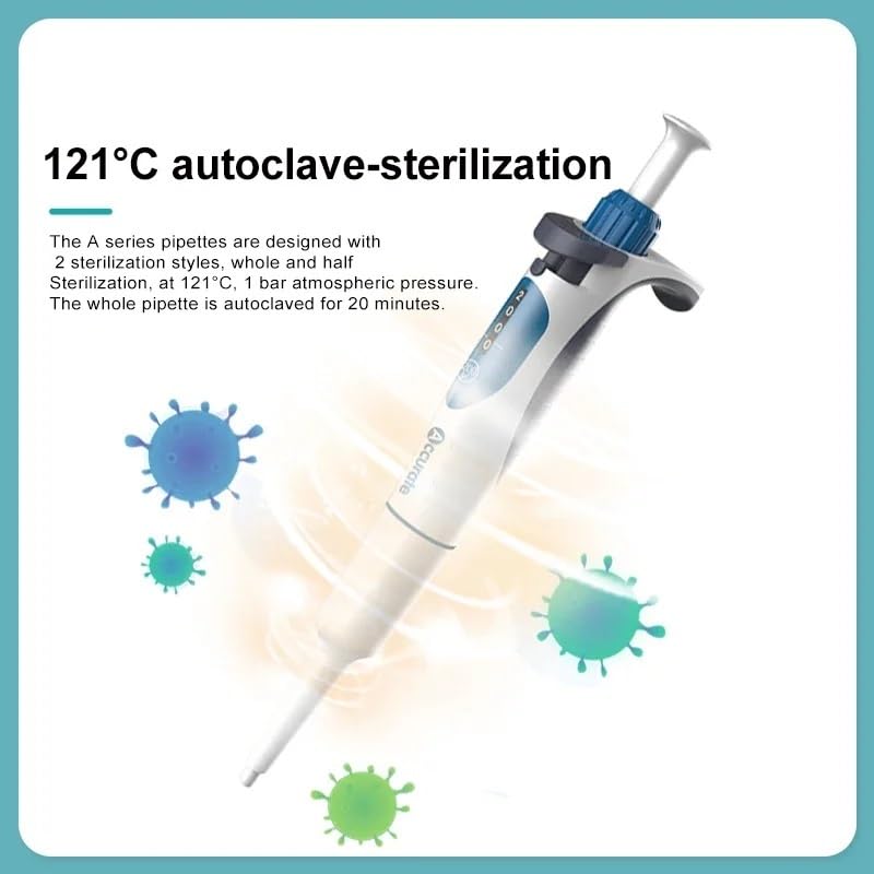 Lab Instruments - Laboratory Pipette Digital Adjustable Micropipette Lab Pipettor with Pipette Tips(500-5000ul)