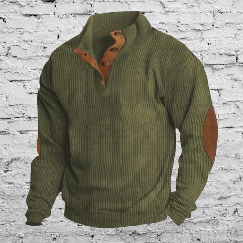 Mens Hoodies Pullover Westren Cowboy Print Aztec Ethnic Graphic Fashion Button Collared Long Sleeve Sweatshirt - Image 2