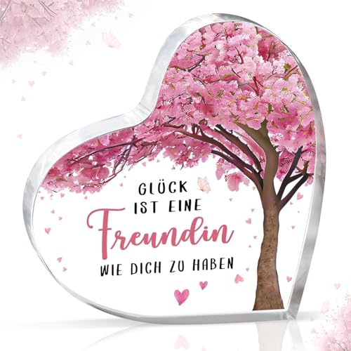 Herzförmige Acrylfigur Geschenk Freundin – Liebe Tischdekoration Acryl für Freundschaft und Dankbarkeit – Beste Freundin Geschenke zum Geburtstag oder Weihnachten als Deko Aesthetic für Zuhause