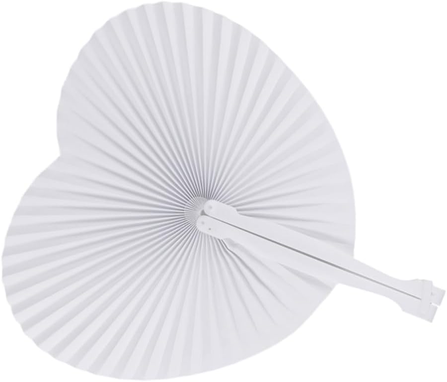Unomor Paper Heart Shaped Fans Mini Folding Wedding Fans Handmade Party Favors Blank Fan Sets