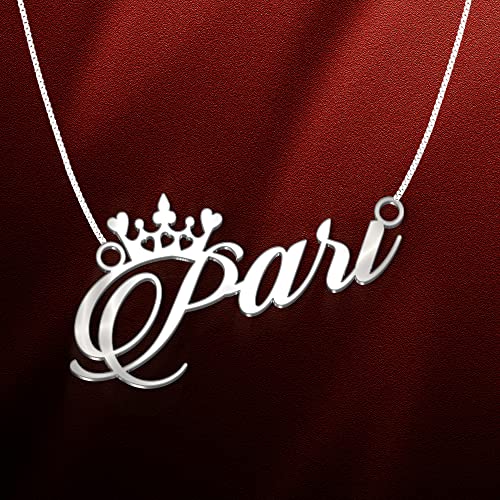 Image of Pari Cursive Gold & Silver Name Pendant Necklace, Best Jewelry Gift for Girls.