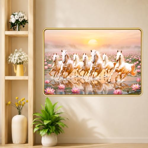 Image of 7 Running Horses Vastu Photo Frame, 16x24 Inch