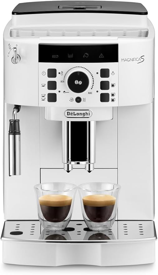 De'Longhi (デロンギ) 全自動コーヒーマシン マグニフィカS ECAM22112W コーヒーメーカー エスプレッソマシン アイスコーヒー 全2メニュー カフェジャポーネ搭載 豆から挽きたて 簡単お手入れ 手動ミルクフロッサー [ホワイト] デロンギファミリー登録で3年保証
