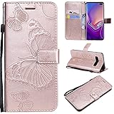 nancencen - Funda con tapa para Samsung Galaxy S10+ / S10 Plus, diseño de mariposas, color oro rosa