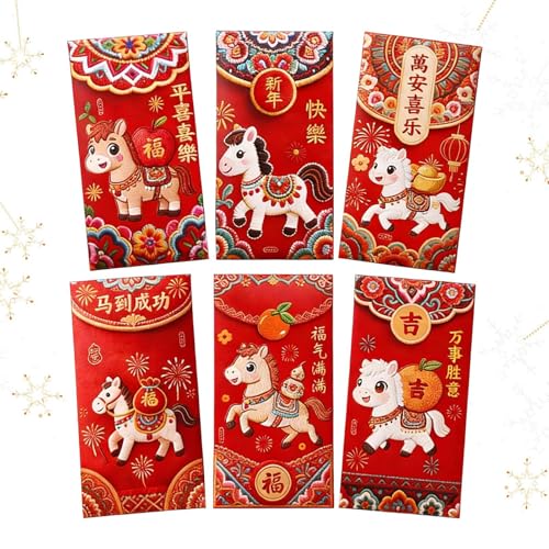 Yorajuy Rote Umschläge, bestickte 3D-Brieftaschen, Frühlingsfest, rote Umschläge, für Neujahr, Weihnachten, Einweihung, Geburtstag, Hochzeit, Herren, Erwachsene, Damen, Kinder