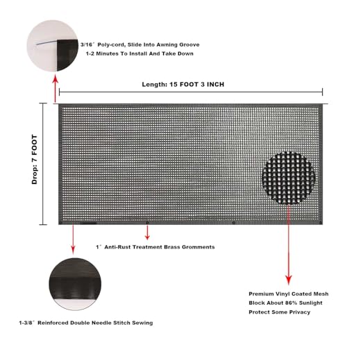 Image of RV Awning Mesh Sun Shade Screen for Motorhome Camper Trailer Sunshade