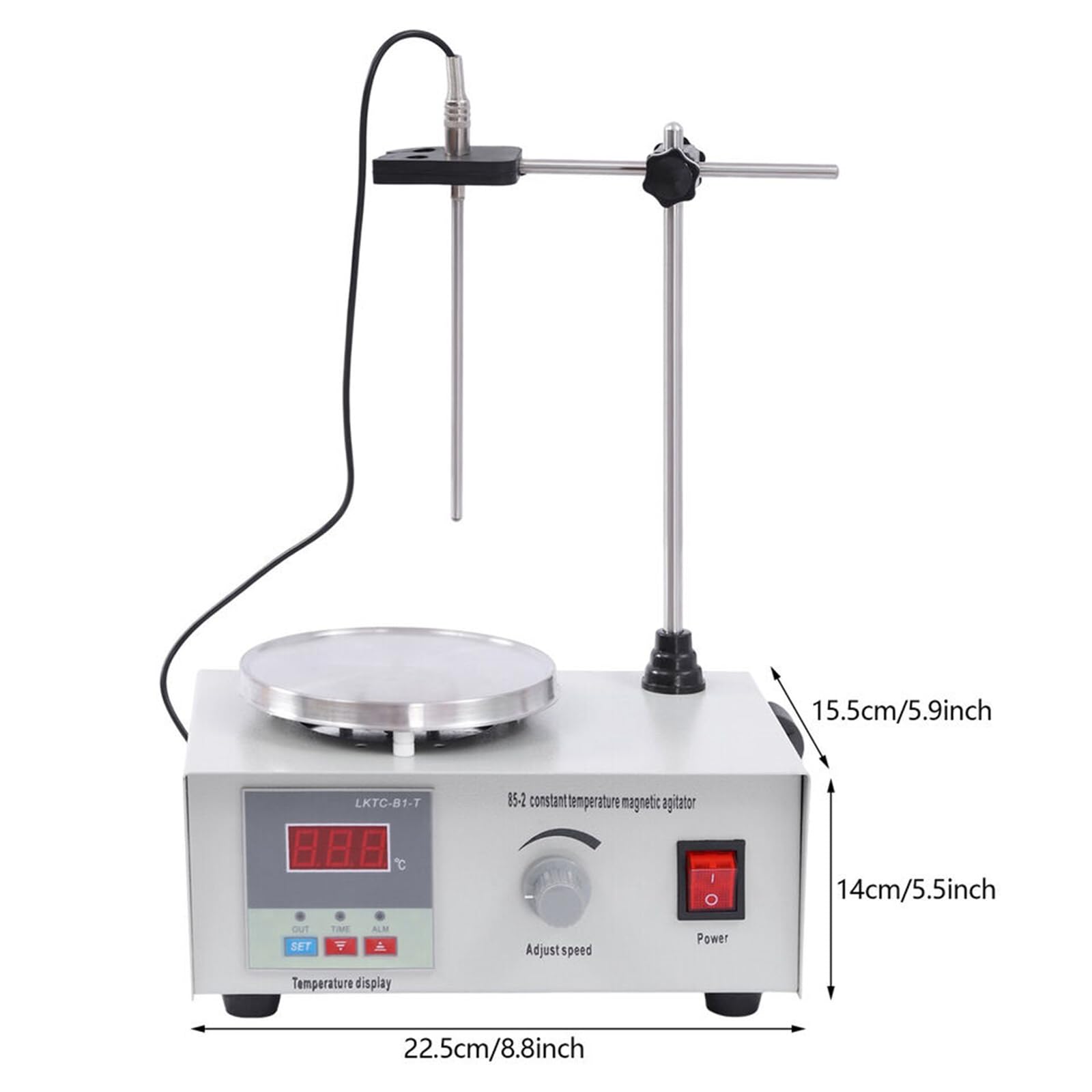 Agitatore magnetico con piastra riscaldante, 250 W, 2000 ml, agitatore magnetico da laboratorio con display digitale della temperatura e regolazione della velocità, Magnetic Stirrer Mixer