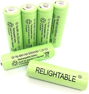 RELIGHTABLE AA Size NiMH AA 600mAh 1.2V Rechargeable Batteries for Solar Lamp Solar Light (6-PCS AA 600mAh)
