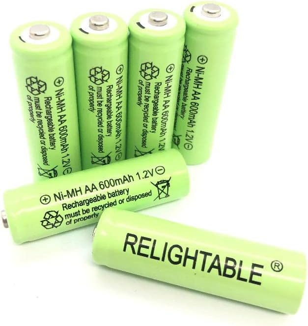 AA Size NiMH AA 600mAh 1.2V Rechargeable Batteries for Solar Lamp Solar Light (6-PCS AA 600mAh)