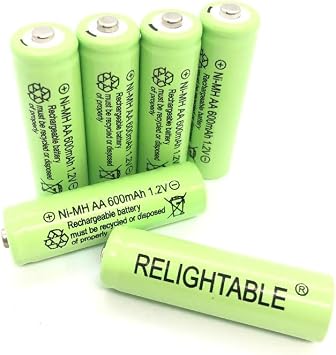 AA Size NiMH AA 600mAh 1.2V Rechargeable Batteries for Solar Lamp Solar Light 6-PCS AA 600mAh