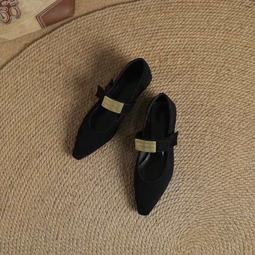 Cozivwaiy Mary Janes Shoes Women Soft Ballet Flats Comfortable Pointed Toe Buckle Strap Business Casual Shoes2