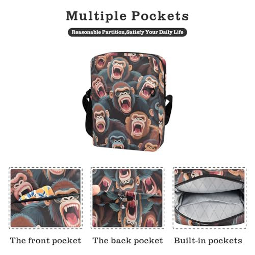 KLL Colorful Cartoon Animal Orangutan small messenger bag for women Vegan Leather over the shoulder bags for men Shopping Shoulder Handbag2