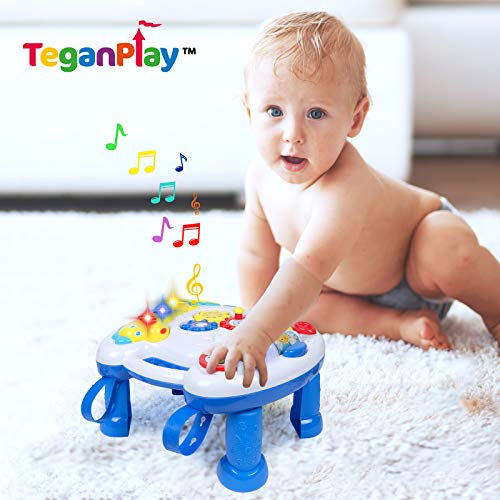 TeganPlay Musical Learning Table 6 Months Up Activity Center 2-in-1 Activity Center for Baby Interactive Learning Toy Piano and Crib Toy with Straps