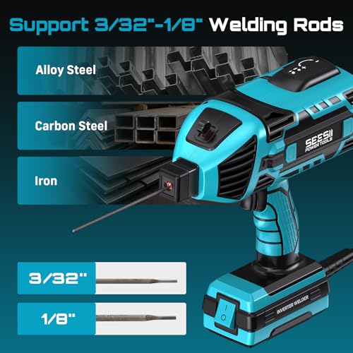 Image of Seesii Portable Welder Handheld, 110V 120A Portable Welding Machine with Goggles & Chipping Hammer, Compatible with for 3 /32 inch-1 /8 inch Rods, Suitable for Home DIY Repair and Automotive Repair Welding