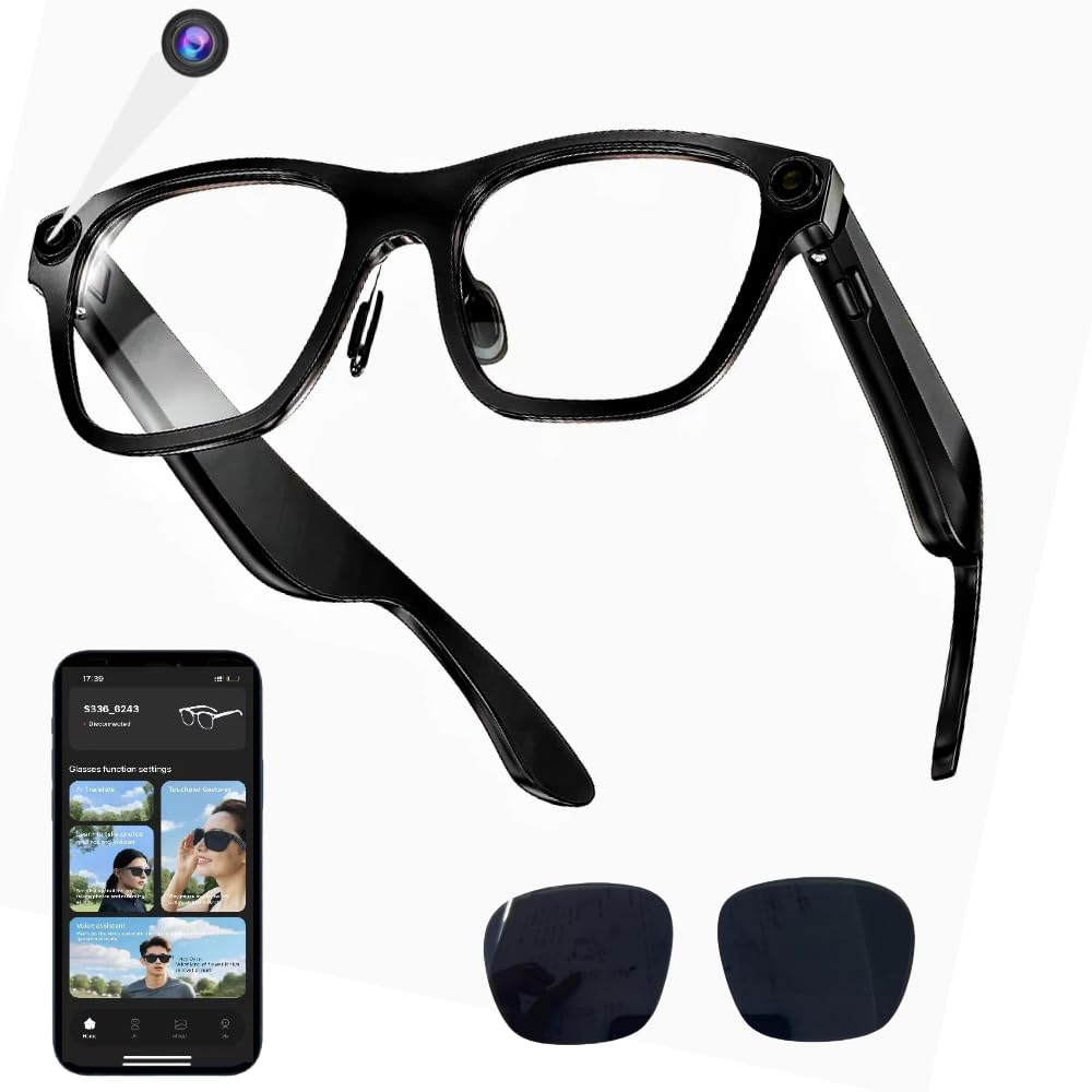 32GB Camera Glasses,1080P Video Glasses with Camera,Wifi/Bluetooth,AI Real-Time Translation for Outdoor Sport