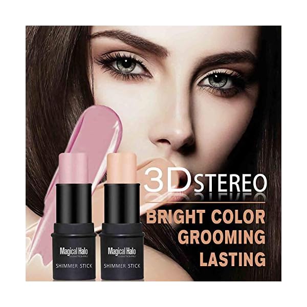 Sumeitang 4 Pcs Cruelty-Free Waterproof Highlighter Makeup Sticks Shimmer Illuminator and Blush Stick Face Contour Cosmetics Set Easy To Use Blends Effortlessly