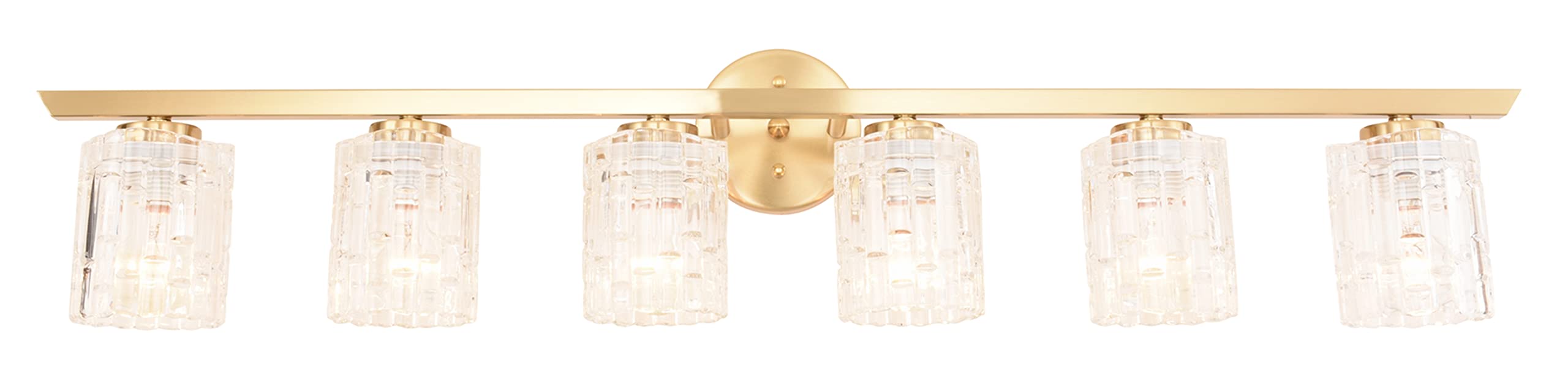 ALICE HOUSE 42" Vanity Light Over Mirror, 6 Light Modern Wall Lighting, Brushed Brass Bathroom Lights, Contemporary Coastal Bathroom Lighting AL2218-W6