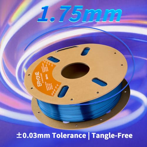 Image of ERYONE Silk PLA Filament for 3D Printer 1.75mm + /- 0.03mm, Shiny Filament 1kg (2.1lbs) /Spool, Ink Blue