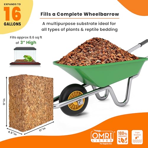Gro-Med V100020HB Coco Husk Chips Block 10Lb Expands Upto 16 Gallons Coconut Chip Substrate, Coco Coir Husk Mulch For Gardening thumb #1