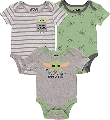 Image of STAR WARS Disney Boys Infant Short Sleeve Bodysuits Baby Costumes Multi Pack, 3PK
