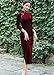 StarDY Chinese Traditional Velour Cheongsam Maxi Dress Elegant Women Long Sleeve Side Slit Slim Fit Qipao Party Dress (Wine red, L)