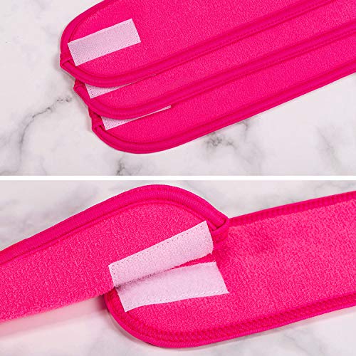 Diadema facial para spa Whaline: banda de rizo rosa rojo para sujetar el cabello sin estropear el peinado 5