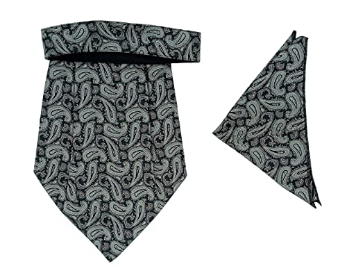 Image of formal cravat set for men with pocket square Men's Cravat Necktie, Self Design Microfiber Dark Multi color Free Size