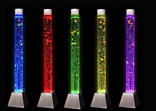 Playlearn 6ft Sensory Bubble Tube - App and Remote Control - 7 Fake Fish - 8 LED Colors - Sturdy Base - Large Bubble Lamp Floor lamp - Image 4