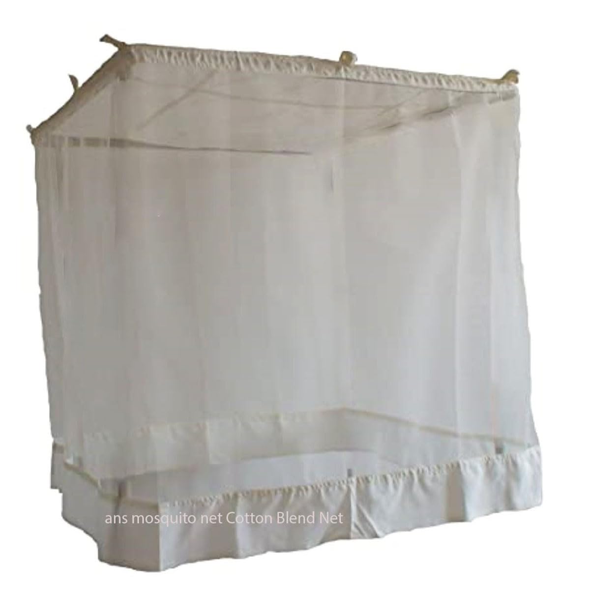ANS Superfine King Size Mosquito Net for Bed - 7x7 ft, Soft White Net, 5 ft Height, Free Airflow, Cotton Border, Heat-Free, Hanging Canopy for Double Bed-image-1
