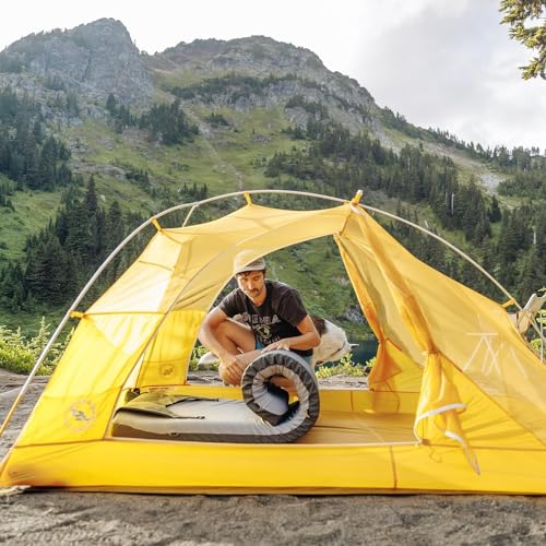 HEST Foamy Camping Mattress Pad - Memory Foam Portable Roll Up Sleeping Cot Mattress for All Adventures - Dual Layer Comfort & Support - No Pump Needed - Water-Resistant Design - Easy Carry Handle