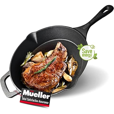Mueller vorgebrannte, robuste und gesunde Gusseisen-Bratpfanne Cover
