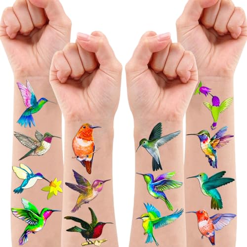 Frawharmone 96Pcs Colorful Hummingbird Temporary Tattoos Themed Birthday Party Decorations Favors Supplies Decor Spring Flying Nature Bird Tattoo Stickers Gifts For Kids Adults Boys Girls School Prizes Carnival thumb #1