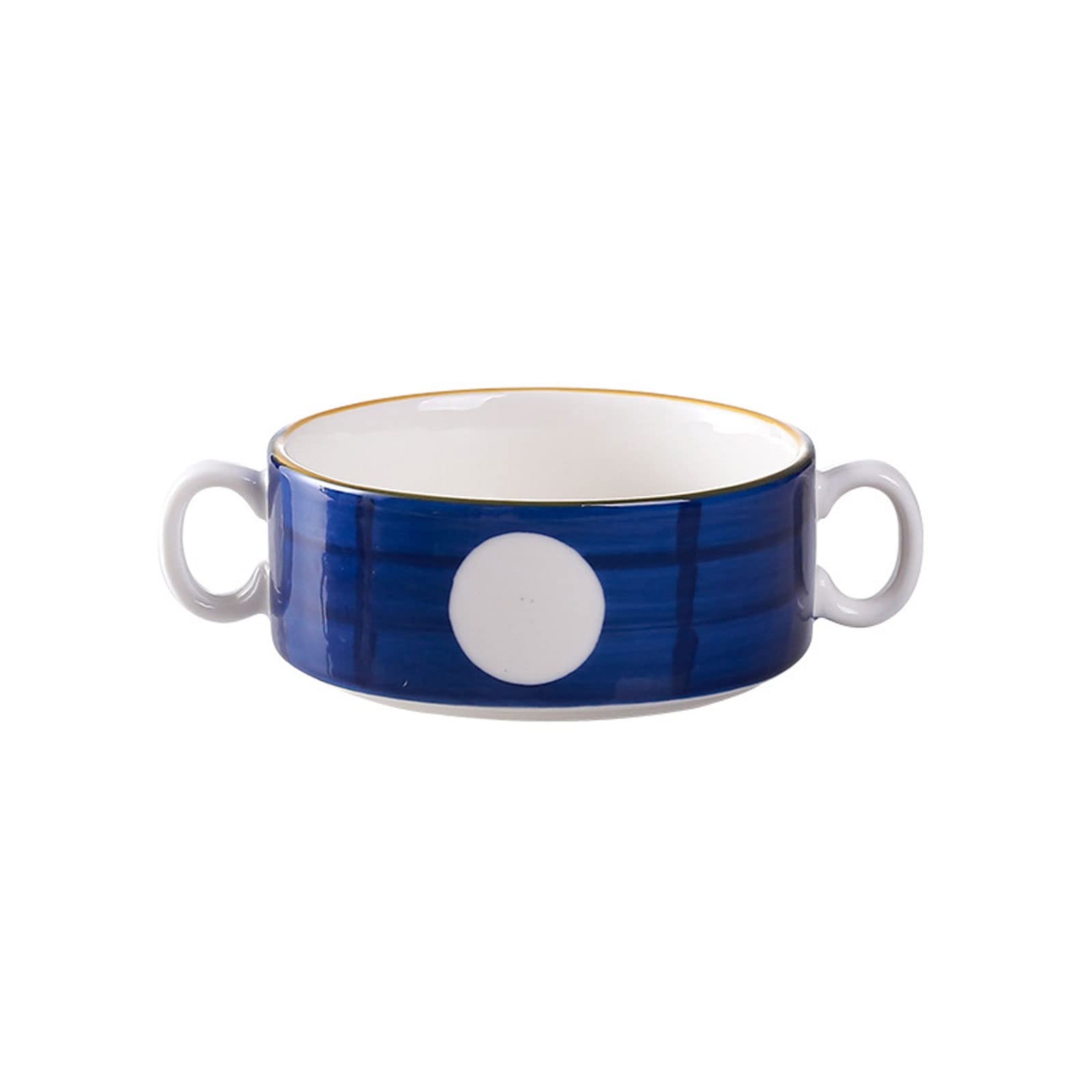 MYUYEE Soup Pot Plate And Bowl Sets Binaural Soup Bowl,Ceramic Soup Bowl With Double Handles, Applicable To Onion Soup, Cereal, Pot Pies, Stew