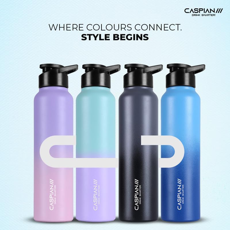 Image of CASPIAN / / / Hike Stainless Steel Customize Sipper Water Bottle Leak Proof Thunder for Fridge Home Office Travel School Kids Boys Girls Adults Sports Gym Yoga (P Blue 1 Litre, Set of 1)