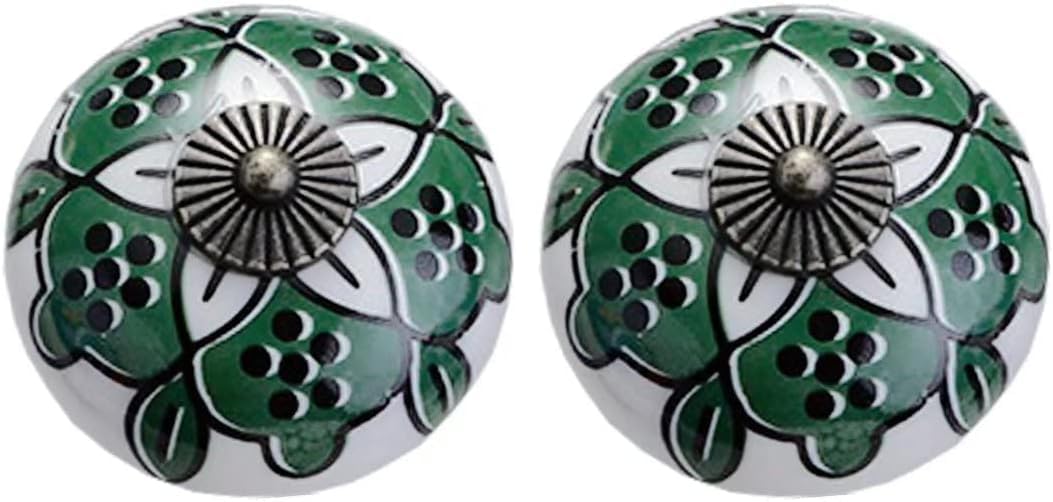 QZHAXITYT Ceramic Cabinet Knobs Pulls Ceramic Drawer Knobs European Ceramic Knobs 2 Pcs Pull Handles for Drawers Wardrobe Cabinet Door(Style D)