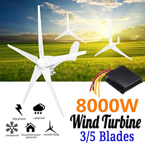 TQ 8000W Wind Turbines Generator, 12V/24V 3/5 Blades Horizontal Wind Generator with Controller Windmill Energy Turbines Charge,24v,5 Blades