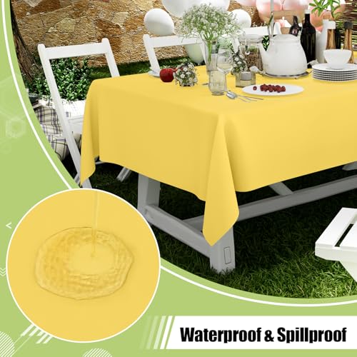 Image of Smiry Disposable Table Cloth 3 Pack, 54 x 108 Inch Waterproof Plastic Tablecloth, Decorative Rectangle Table Covers for Party, Birthday, Picnic, Yellow