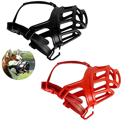 Image of Pet Muzzle /Mouth Cover for Anti Biting Dog - Adjustable Pet Safety Strap Plastic Muzzle Cum Mouth Cover /Basket Cage (Small)