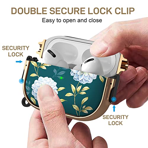 Image of Maxjoy for AirPods Pro 2nd /1st Generation Case with Lock, Cute AirPods Pro 2 Case Lock Protective Hard AirPod Pro Cover for Women Girly with Keychain for Airpod Pro (2023 /2022 /2019), Floral