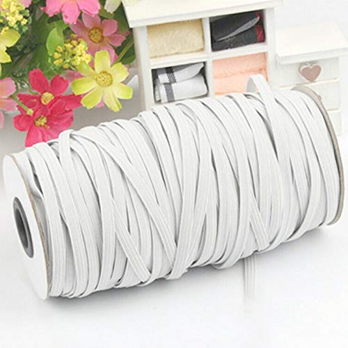 Autotipps Elastic Band String 125 Yards (114 Meters) 1/8 1/6 1/4 Inch White Width Braided Elastic