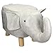 WOMO-DESIGN Taburete para Niños Forma Animal Elefante- 72 x 37 x 30 cm - Asiento Reposapiés Tapizado Gris Sillón Otomano Madera Maciza Puff con Patas Decoración Silla Creativa Infantil