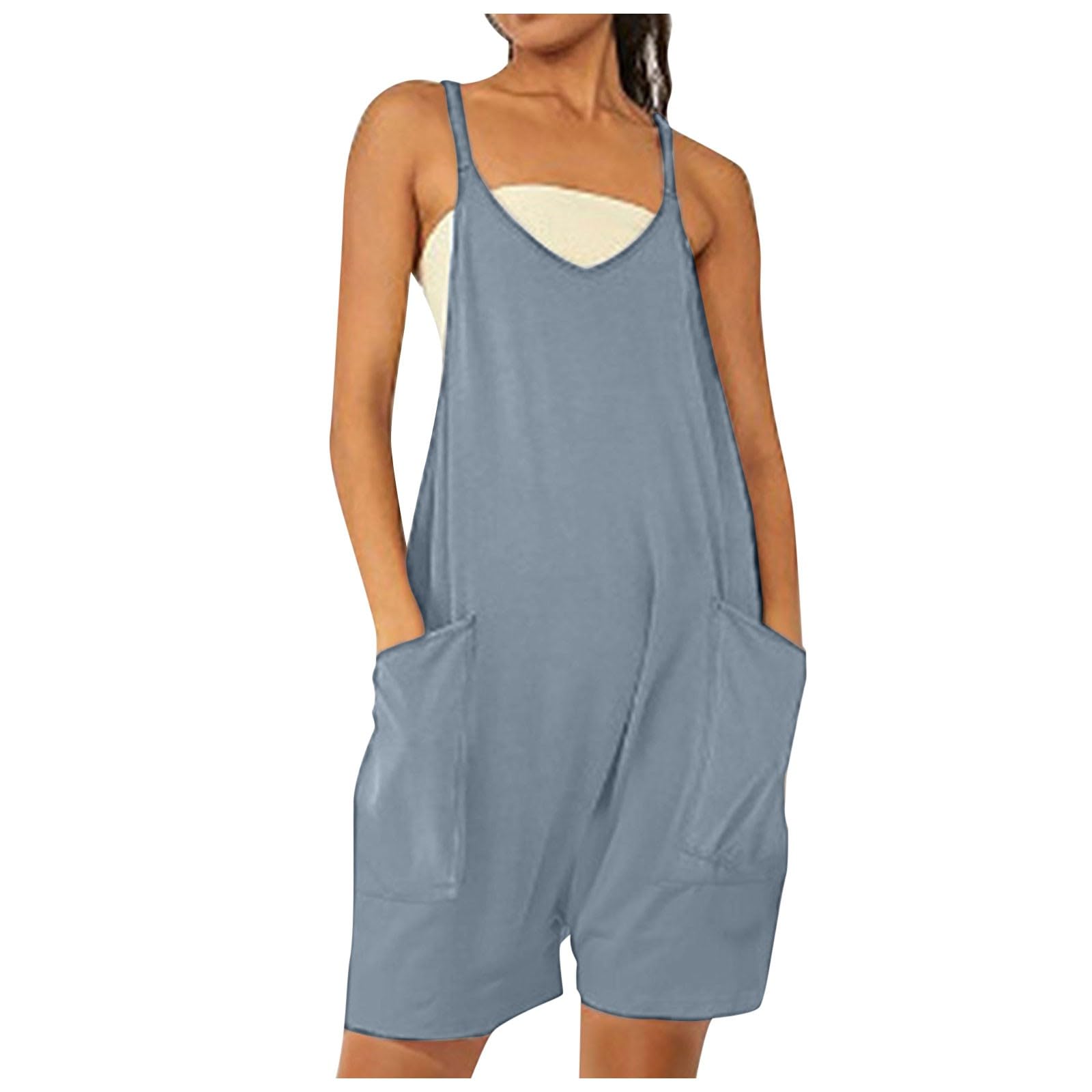 Generic Malla Ballet Mujer mujer, mono informal liso de verano con pierna ancha, pantalones con pechera, mono con botones, mono corto con bolsillos Malla Corta Atletismo Mujer
