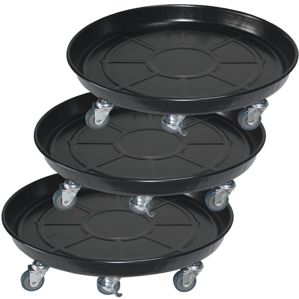 20\" heavy duty plant dolly with wheels, 360lbs metal rolling plant stand with casters, round wheeled planter caddy roller base carry potted tree flower pot for indoor outdoor garden, black