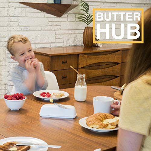 Butter Hub Butter Dish with Lid and Knife, Magnetic Butter Keeper, Easy Scoop, No Mess Lid, Plastic, Dishwasher Safe (Black) - Thumbnail 6
