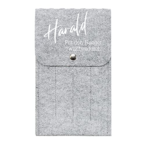 Herz & Heim® Bestecktasche Filz Motive mit Personalisierung Name und 2 Wunschzeilen